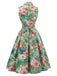 [Prevendita] Abito Pale Green Anni '50 Volant Collar Tropical Palm Floreale 3