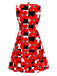 [Prevendita] Abito Mod Rosso Vivo Anni '60 a Quadri Floreale con Fiocco 3