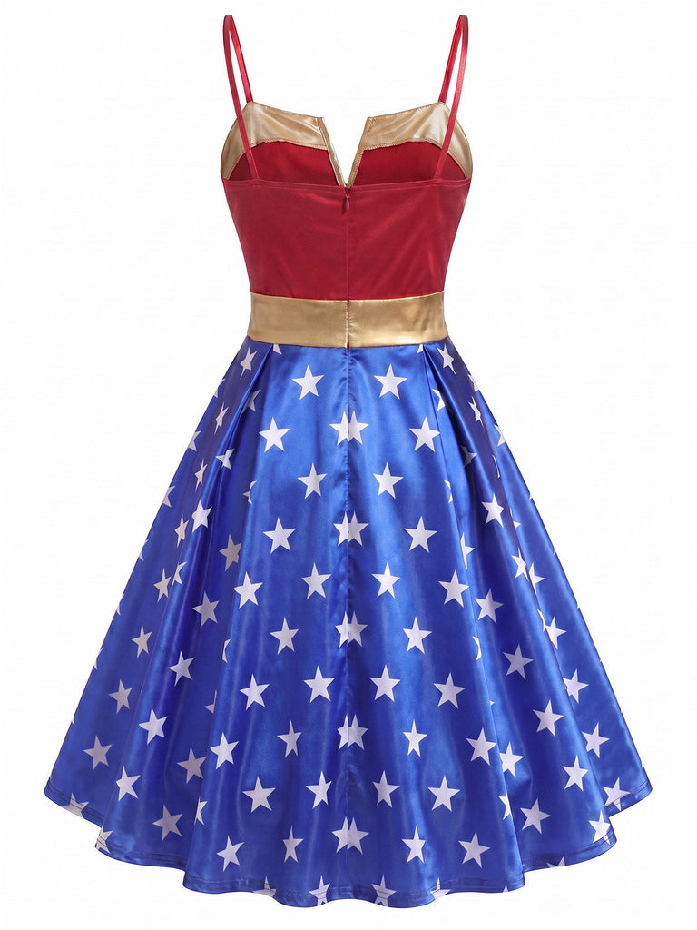 [Prevendita] Abito Svasato da Festa Wonder Woman Stampa Stelle Anni '50 4