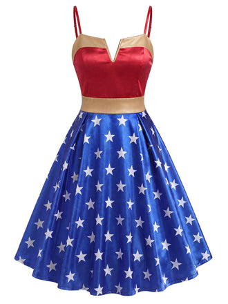 [Prevendita] Abito a Ruota da Festa Wonder Woman Anni '50 con Stelle