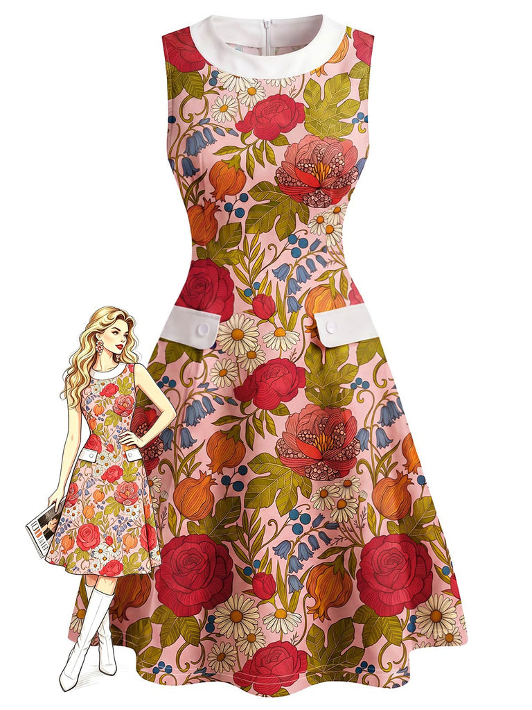 [Prevendita] Abito Mod Boho Floreale con Colletto a Contrasto Anni '60