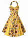 [Prevendita] Abito Giallo Anni '50 con Girasoli e Pieghe a Scatola