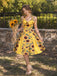 [Prevendita] Abito Giallo Anni '50 con Girasoli e Pieghe a Scatola