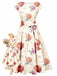 [Prevendita] Abito Midi Avorio con Rose Floreali Vintage e Fiocco Anni '50