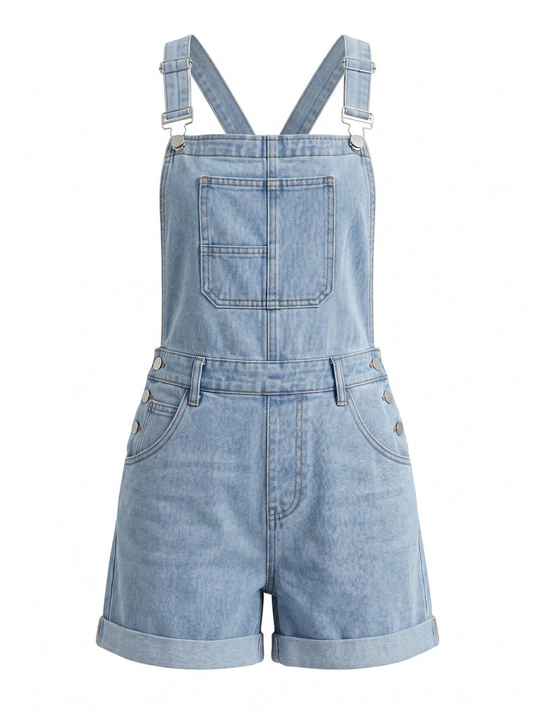 Pagliaccetto in Denim Azzurro con Risvolto e Tasca Anni '50