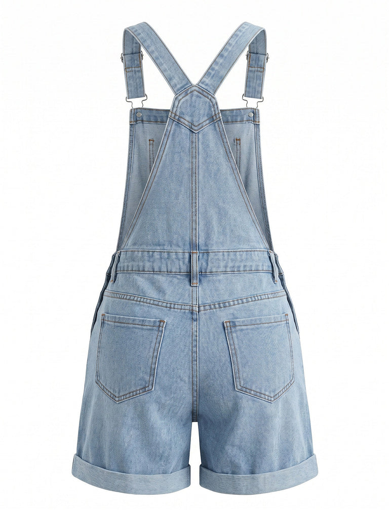 Pagliaccetto in Denim Azzurro con Risvolto e Tasca Anni '50 2