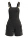 Tuta Corta Nero Anni '50 Corduroy Straight Leg con Tasca Overall
