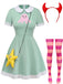 Abito Verde Anni '50 Star Butterfly Cosplay Costume Set