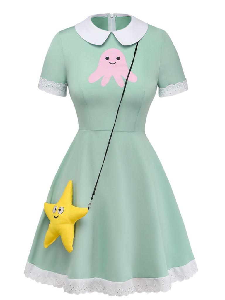 Abito Verde Anni '50 Star Butterfly Cosplay Costume Set 2