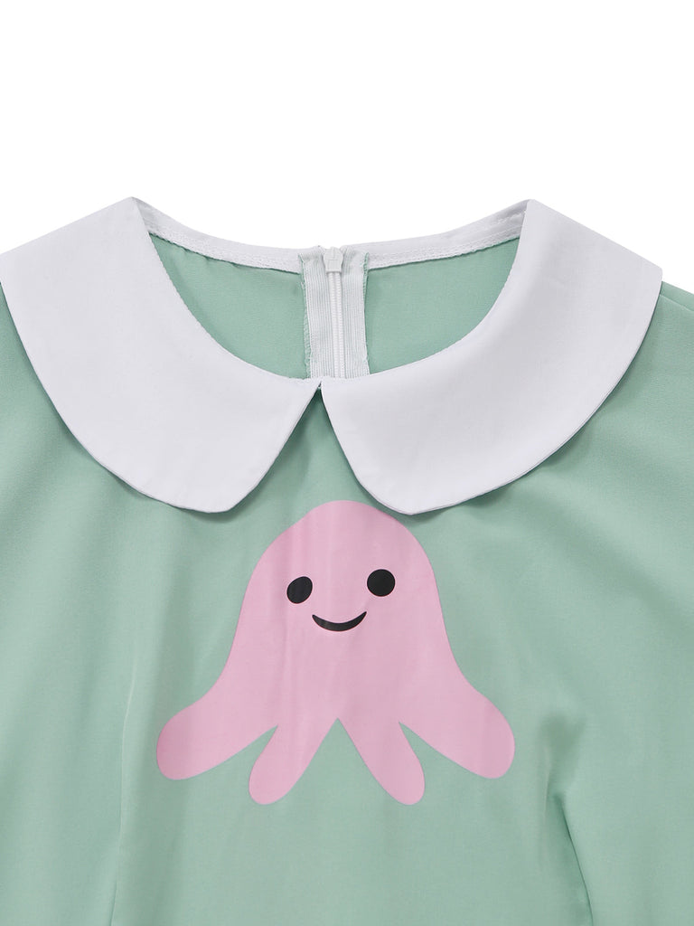 Abito Verde Anni '50 Star Butterfly Cosplay Costume Set 5
