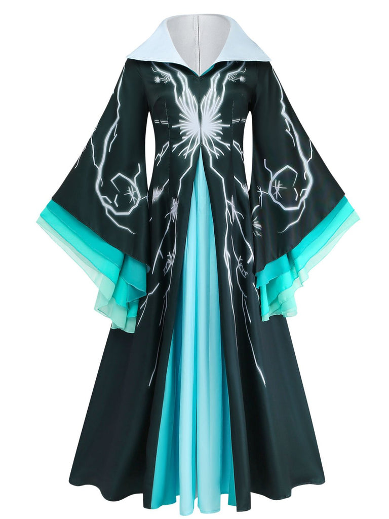 Abito Nero e Blu Anni '40 Lightning Wizard Cape Costume 2