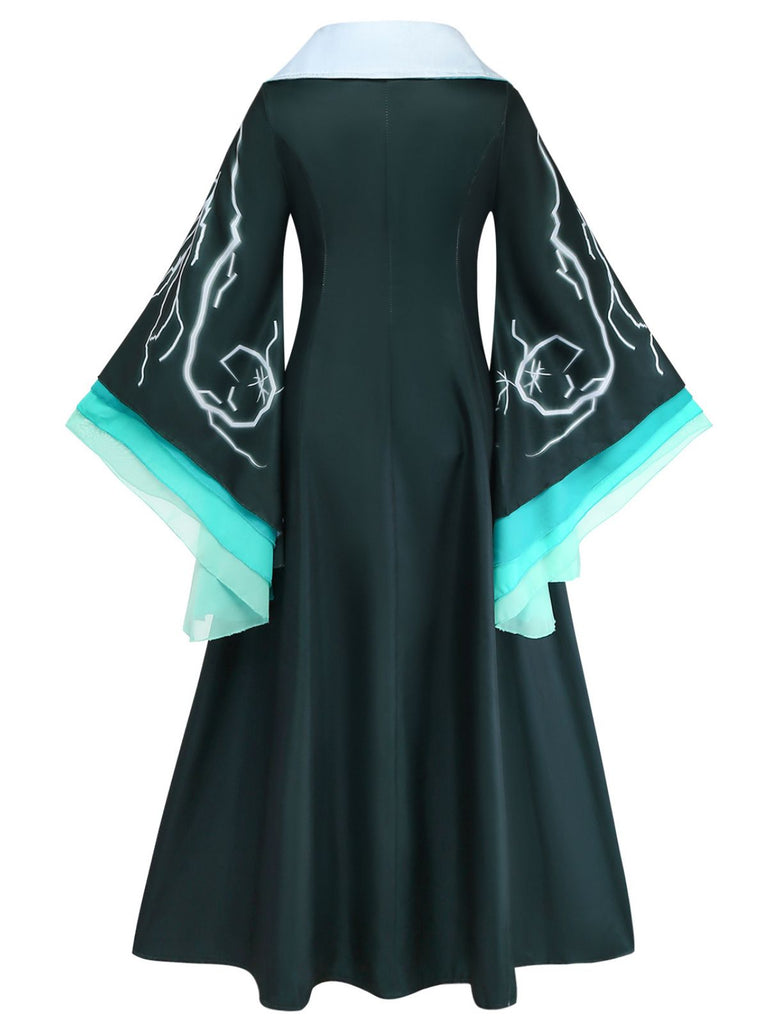 Abito Nero e Blu Anni '40 Lightning Wizard Cape Costume 3