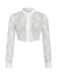 Camicetta Bianco Anni '50 in Pizzo Collo Alla Coreana con Volant Cropped