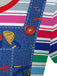 Abito Blu Anni '40 Rainbow a Righe in Denim Grafico 5