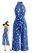 Tuta Lunga Blu Anni '30 Star Moon con Scollo all'Americana Wide-leg Halloween