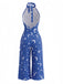 Tuta Lunga Blu Anni '30 Star Moon con Scollo all'Americana Wide-leg Halloween 3