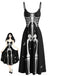 Abito sottoveste anni '30 nero di Halloween con scheletro