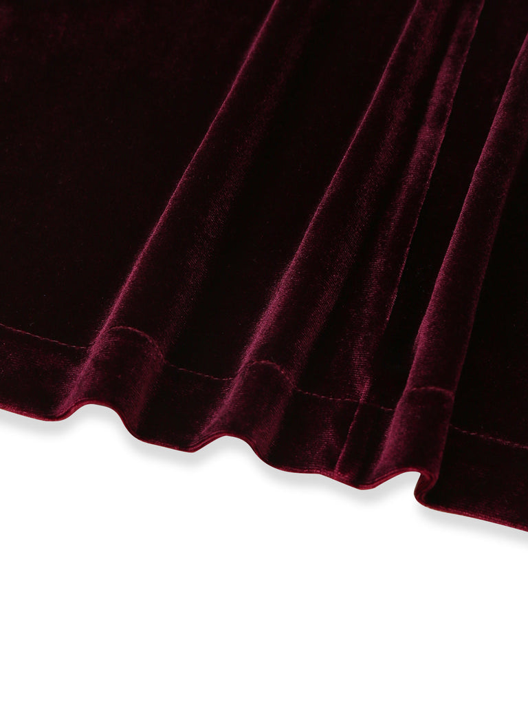 Giacca Rosso Porpora Anni '50 in Velluto Floreale Ricamato con Revers e Maniche Lunghe 5