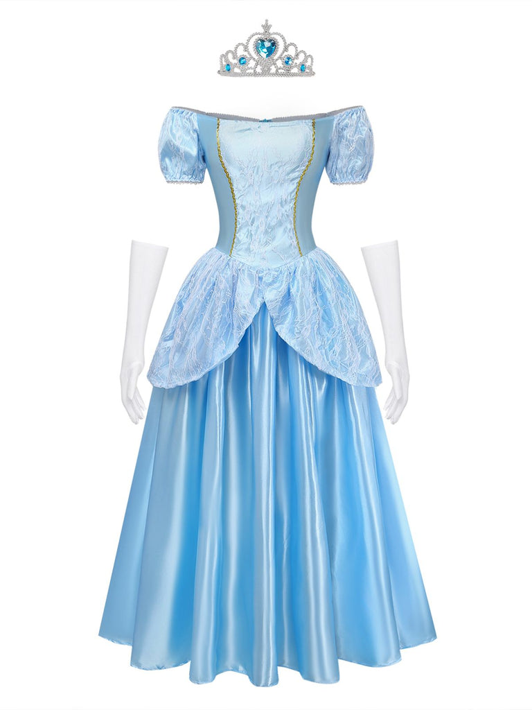 Abito Azzurro Chiaro Anni '70 Cenerentola Principessa Set Costume 2
