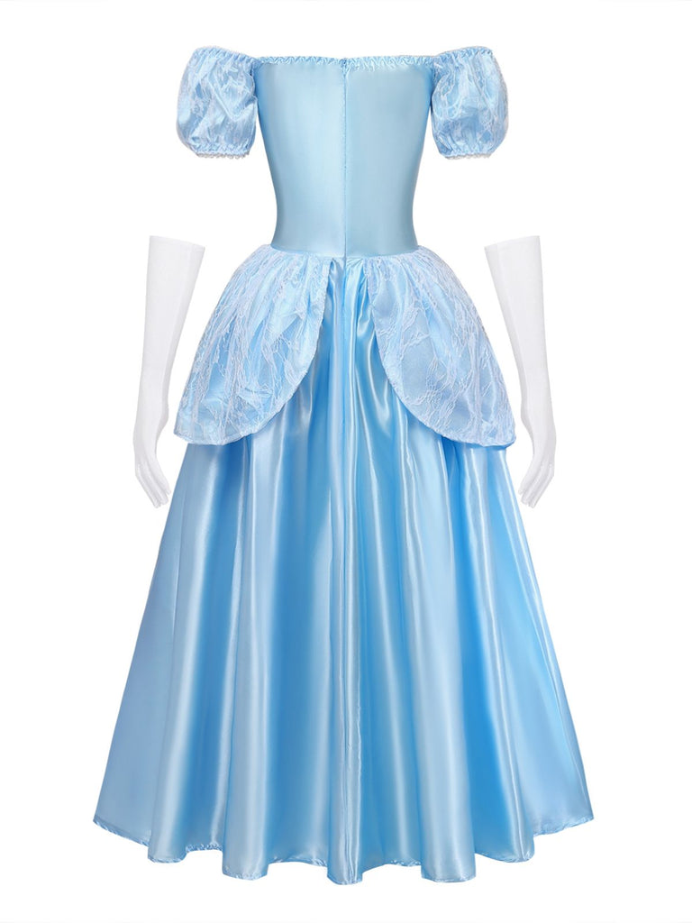 Abito Azzurro Chiaro Anni '70 Cenerentola Principessa Set Costume 3