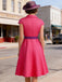 Abito Blu Anni '50 a Pois Cap Manica con Revers con Cintura 11