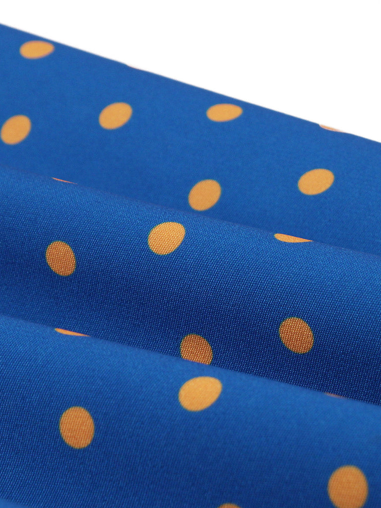Abito Blu Anni '50 a Pois Cap Manica con Revers con Cintura 7