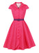 Abito Blu Anni '50 a Pois Cap Manica con Revers con Cintura 8