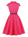 Abito Blu Anni '50 a Pois Cap Manica con Revers con Cintura 9