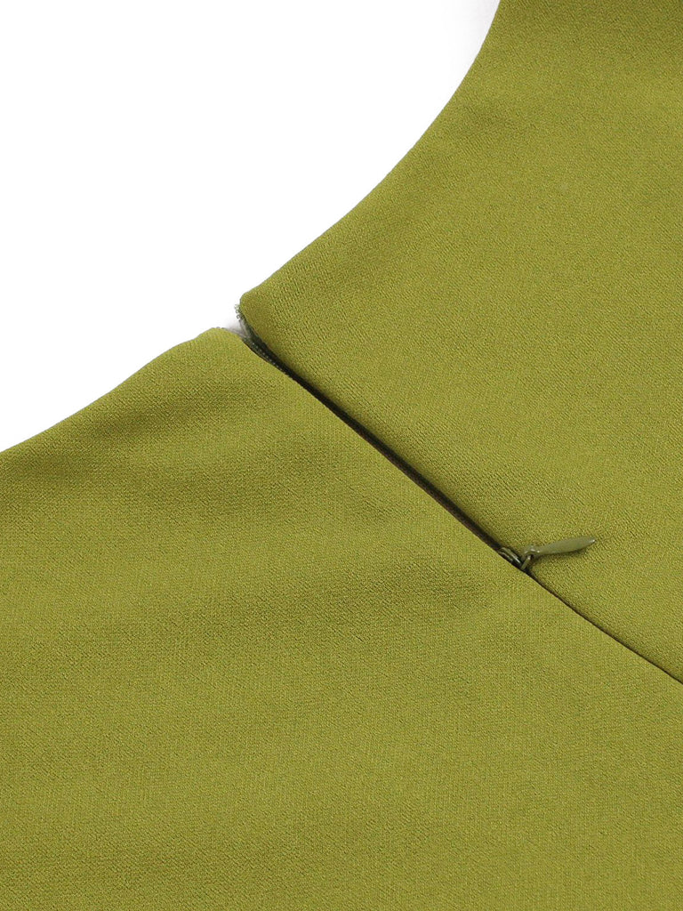 Abito a Ruota Giallo Verde Anni '50 Scollo a Cuore Pannelli a Contrasto 5