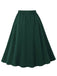 Gonna Verde Scuro Anni '50 Front con Bottoni Profili a Contrasto Swing 3