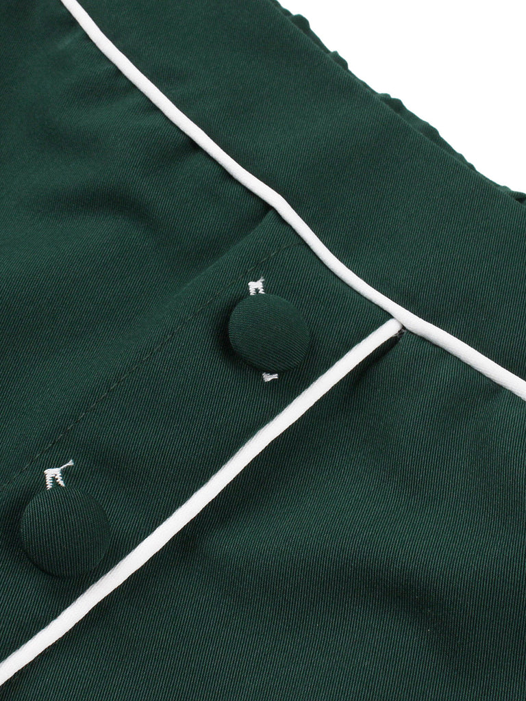 Gonna Verde Scuro Anni '50 Front con Bottoni Profili a Contrasto Swing 5