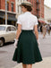 Gonna Verde Scuro Anni '50 Front con Bottoni Profili a Contrasto Swing 4