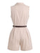 Tuta Corta Beige Anni '60 Revers Dentellato Senza Maniche con Cintura Blazer 3