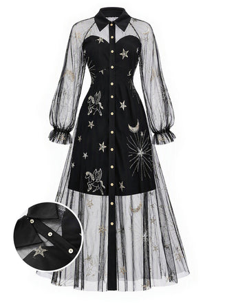[Prevendita] Abito Black Gold Anni '80 Revers Celestial Stampa in Rete 2