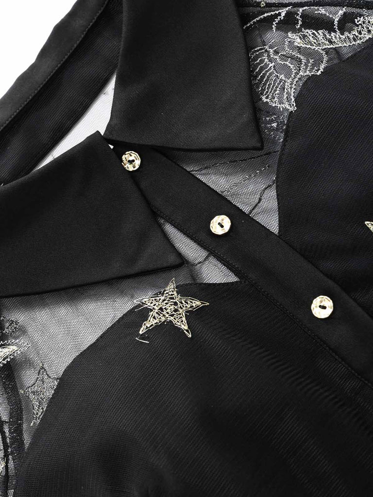 [Prevendita] Abito Black Gold Anni '80 Revers Celestial Stampa in Rete 6