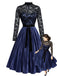 [Prevendita] Abito anni '50 blu royal con corpino in pizzo trasparente e gonna plissettata