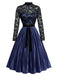 [Prevendita] Abito anni '50 blu royal con corpino in pizzo trasparente e gonna plissettata 2