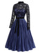 [Prevendita] Abito anni '50 blu royal con corpino in pizzo trasparente e gonna plissettata 3