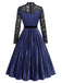 [Prevendita] Abito anni '50 blu royal con corpino in pizzo trasparente e gonna plissettata 4