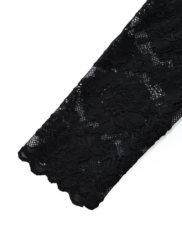 [Prevendita] Abito anni '50 blu royal con corpino in pizzo trasparente e gonna plissettata 5