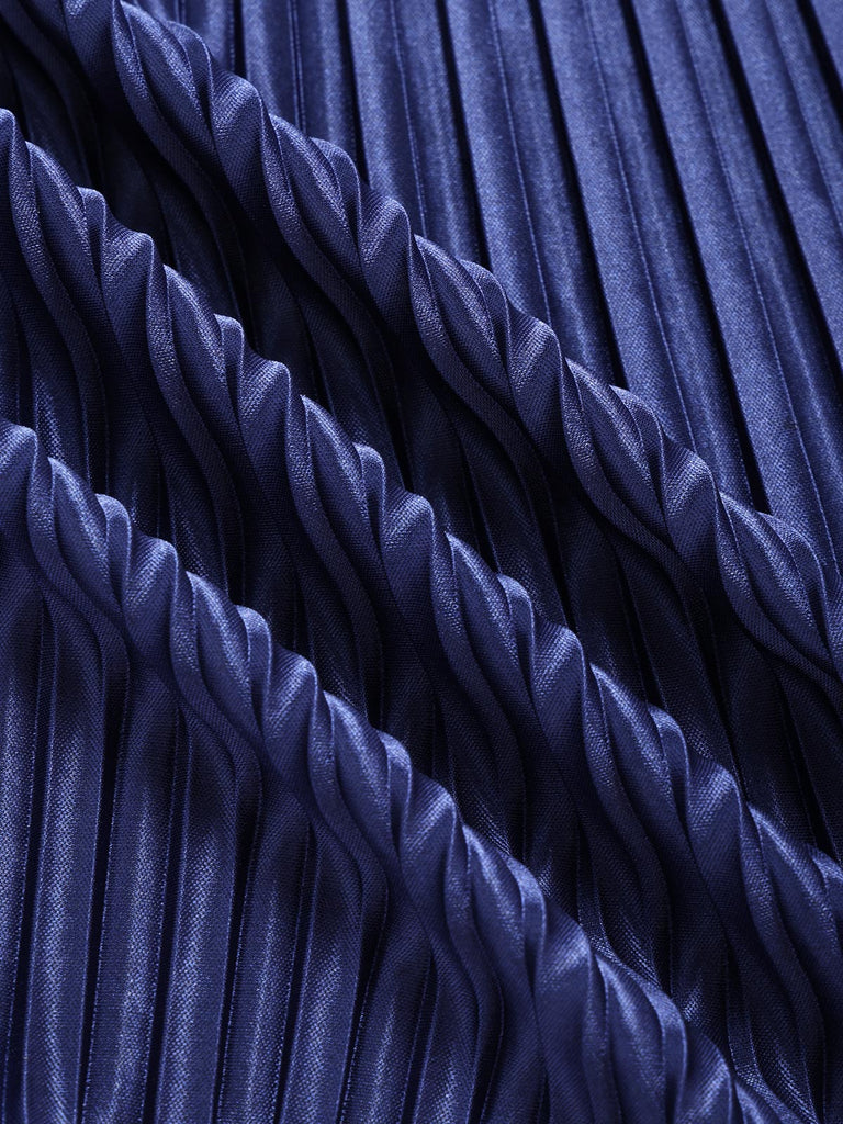 [Prevendita] Abito anni '50 blu royal con corpino in pizzo trasparente e gonna plissettata 7