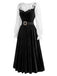 [Prevendita] 2PCS Abito Nero Anni '40 in Pizzo con Volant Top e in Velluto 3