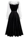 [Prevendita] 2PCS Abito Nero Anni '40 in Pizzo con Volant Top e in Velluto 4