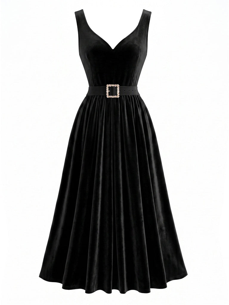 [Prevendita] 2PCS Abito Nero Anni '40 in Pizzo con Volant Top e in Velluto 9