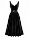 [Prevendita] 2PCS Abito Nero Anni '40 in Pizzo con Volant Top e in Velluto 9