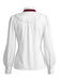 [Prevendita] 2PCS Camicetta Bianca Anni '40 in Pizzo con Colletto Volant e Gonna Marrone a Quadri Plissettata 8
