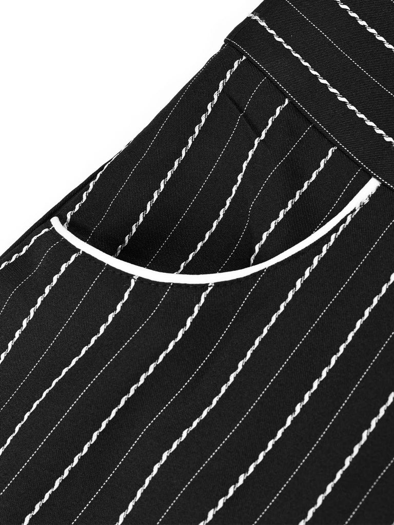 [Prevendita] 2PCS Salopette anni '30 gessata con volant e tasche e blusa insanguinata 9