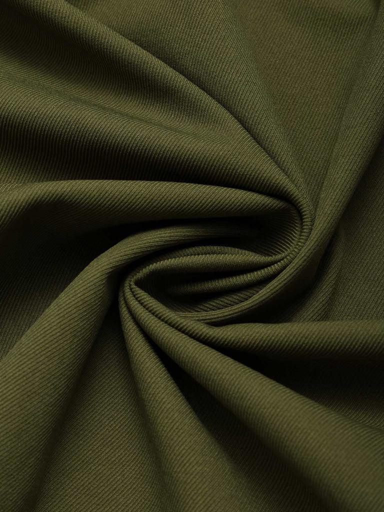 [Prevendita] Abito Verde Oliva Scuro Anni '40 in Pizzo con Bottoni con Fiocco con Lacci con Cintura 5