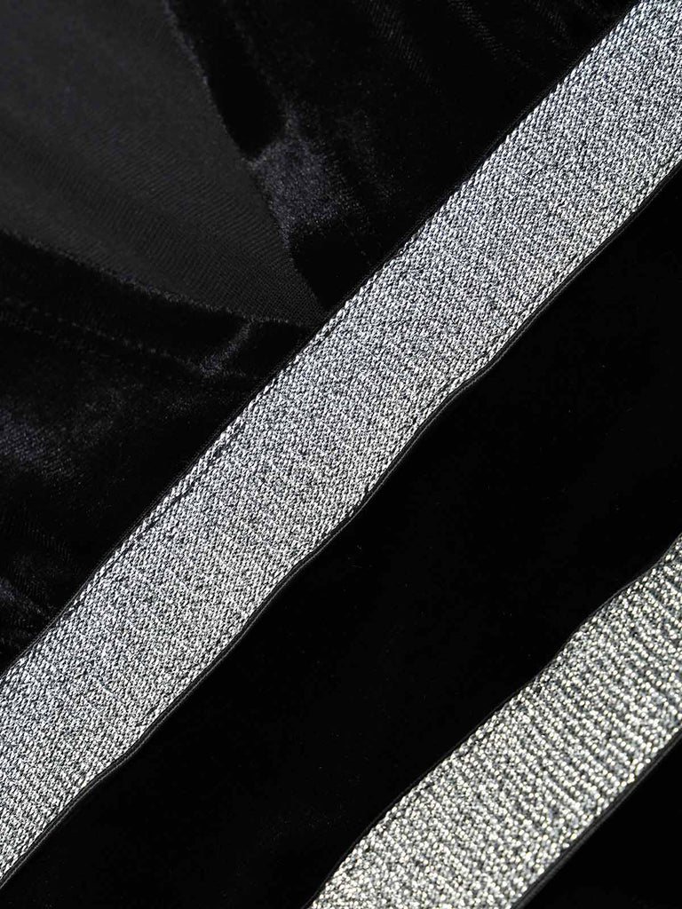 [Prevendita] Abito anni '80 nero in velluto con scollo a V e vita argento 6