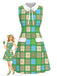 [Prevendita] Abito Verde Brillante Anni '60 Floreale Colletto Peter Pan con Fiocco